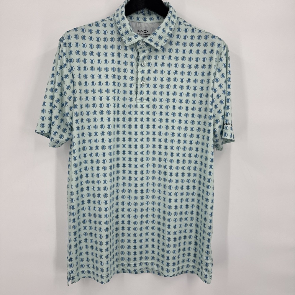 Snake eyes Performance Golf Polo Shirt Beer Mug Blue Green geometric Men's M